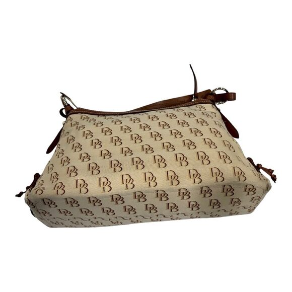Dooney and Bourke Cream and Tan Signature Satchel Shoulder Bag - Picture 11 of 13